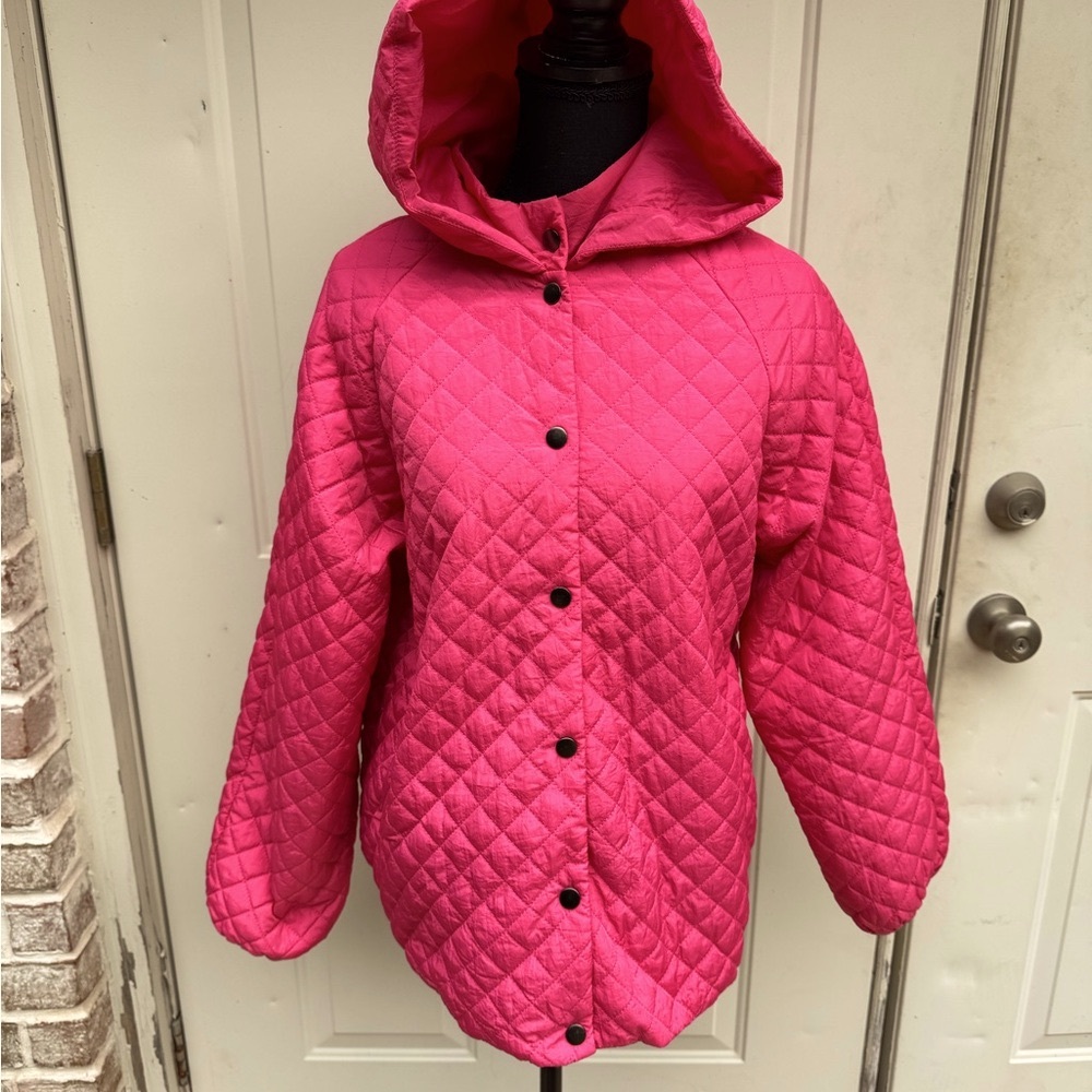 Oddy, Hot Pink, Quilted, Puffer, Hooded Jacket, Size Small